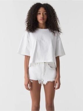 AGOLDE - Parker Vintage White Distressed Hem Cut Off Shorts Gleam Size 25